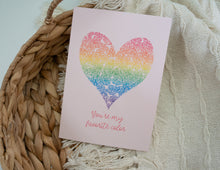 Load image into Gallery viewer, Rainbow Flower Heart Valentine's Day Card (Spanish option available)