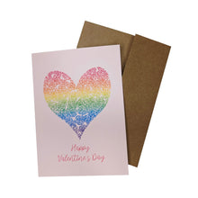 Load image into Gallery viewer, Rainbow Flower Heart Valentine's Day Card (Spanish option available)