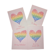 Load image into Gallery viewer, Rainbow Flower Heart Valentine's Day Card (Spanish option available)