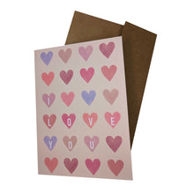 Load image into Gallery viewer, Watercolor Hearts Valentine's Day Card (Spanish option available)