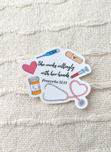 Load image into Gallery viewer, She Works Willingly Nurse Sticker