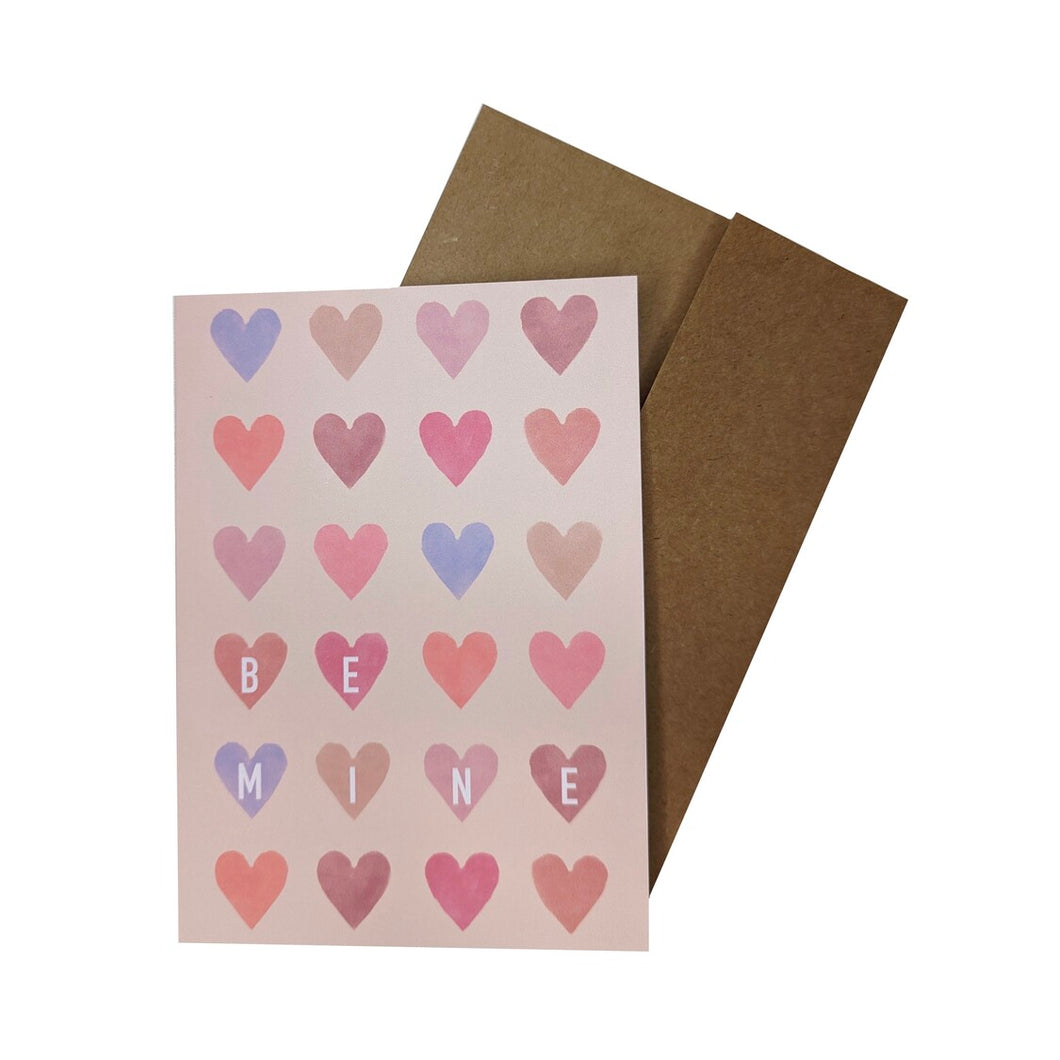 Watercolor Hearts Valentine's Day Card (Spanish option available)