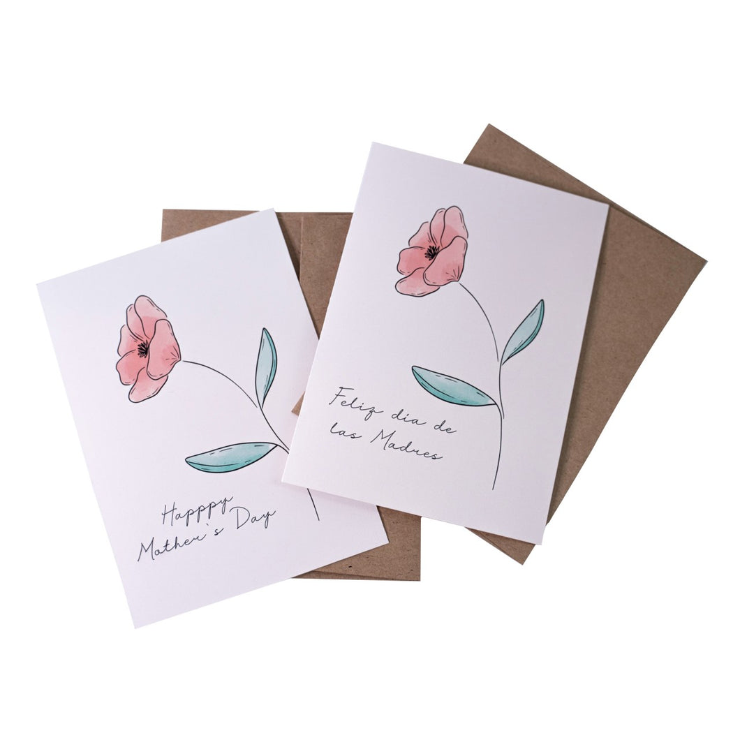 Minimalist Flower Mother's Day Card (English or Spanish)